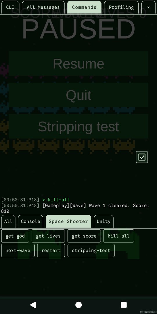The console on a phone.
