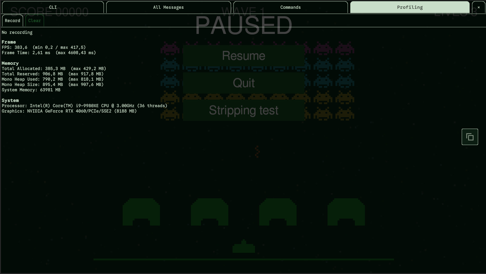 The Profiling tab.