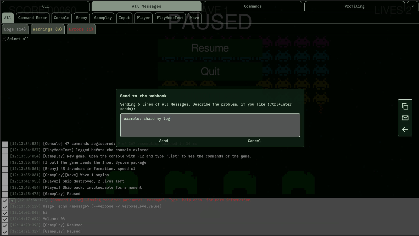 Describe the problem before sending.